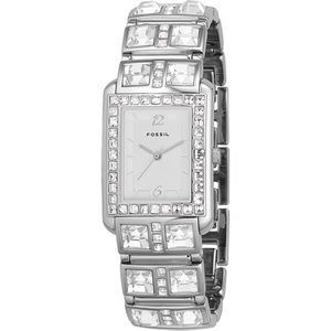 FOSSIL WOMEN'S SILVER TONE WATCH WITH CRYSTAL BAND